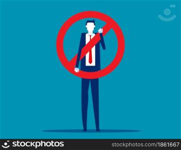 Business person with stop symbol. isolate vector concept