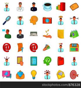 Business plan icons set. Cartoon style of 36 business plan vector icons for web isolated on white background. Business plan icons set, cartoon style