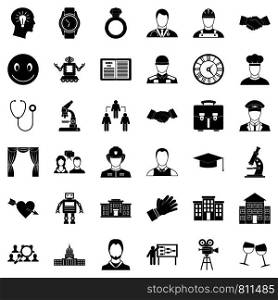 Business plan icons set. Simple style of 36 business plan vector icons for web isolated on white background. Business plan icons set, simple style
