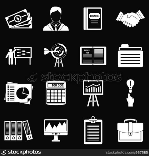 Business plan icons set vector white isolated on grey background . Business plan icons set grey vector
