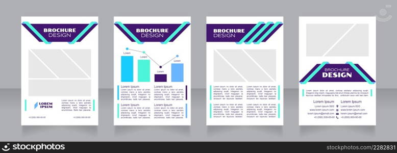 Business plan purple blank brochure design. Template set with copy space for text. Premade corporate reports collection. Editable 4 paper pages. Syncopate, Poller One, Arial Regular fonts used. Business plan purple blank brochure design