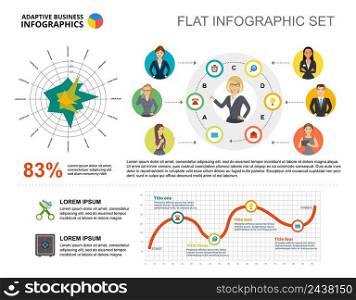 Business plan radar and line charts template for presentation. Business data visualization. Idea, teamwork, research or marketing creative concept for infographic, report, project layout.