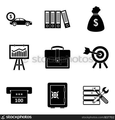 Business portfolio icons set. Simple set of 9 business portfolio vector icons for web isolated on white background. Business portfolio icons set, simple style