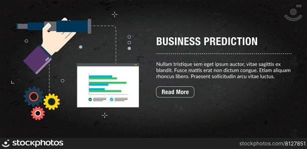 Business prediction concept. Internet banner with icons in vector. Web banner for business, finance, strategy, investment, technology and planning.
