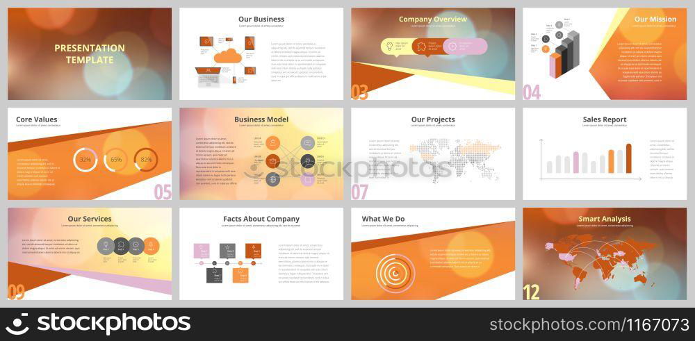 Business presentation templates. Vector infographic elements for company presentation slides, corporate annual report, marketing flyers, leaflets and brochures, banners and web design.