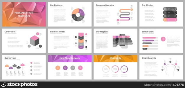 Business presentation templates. Vector infographic elements for company presentation slides, corporate annual report, marketing flyers, leaflets and brochures, banners and web design.