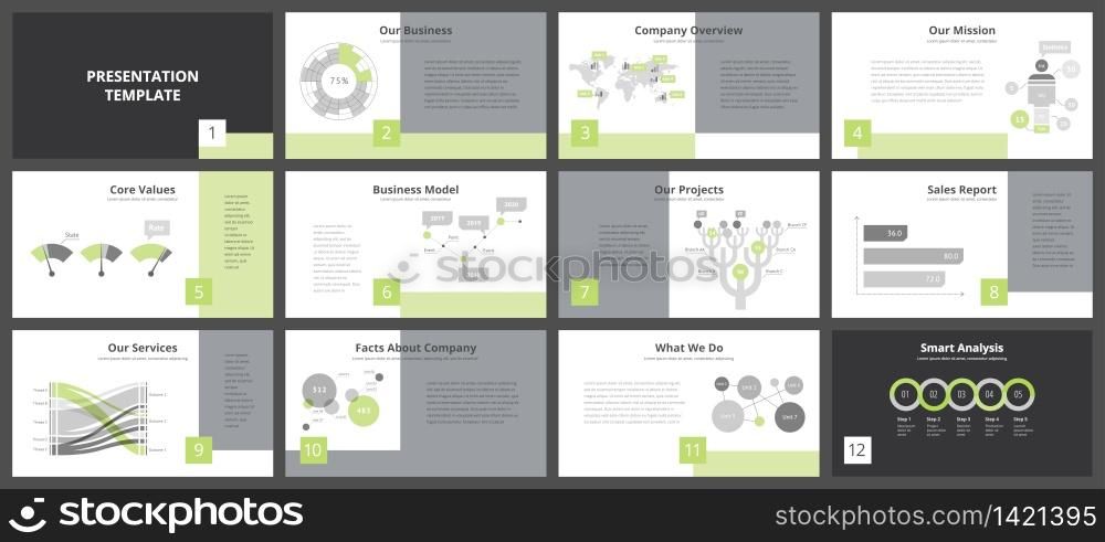 Business presentation templates. Vector infographic elements for company presentation slides, corporate annual report, marketing flyers, leaflets and brochures, banners and web design.