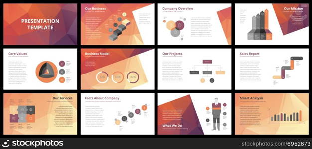 Business presentation templates. Vector infographic elements for company presentation slides, corporate annual report, marketing flyers, leaflets and brochures, banners and web design.