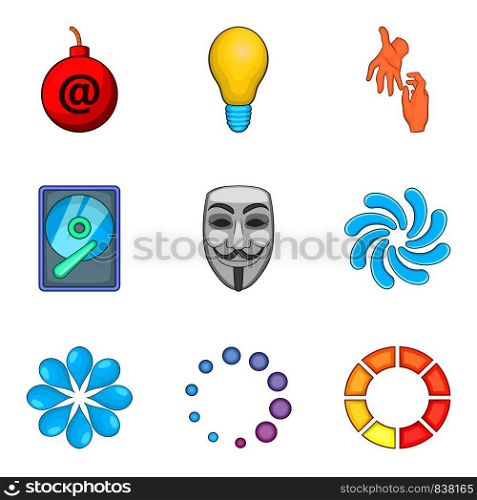 Business process icons set. Cartoon set of 9 business process vector icons for web isolated on white background. Business process icons set, cartoon style