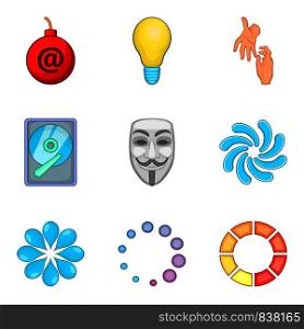Business process icons set. Cartoon set of 9 business process vector icons for web isolated on white background. Business process icons set, cartoon style