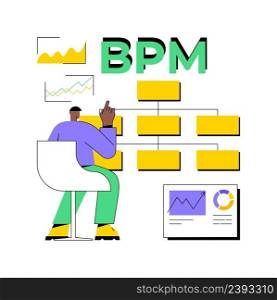Business process management abstract concept vector illustration. BPM visualization software, business analysis, operation management, monitoring automation, process optimization abstract metaphor.. Business process management abstract concept vector illustration.