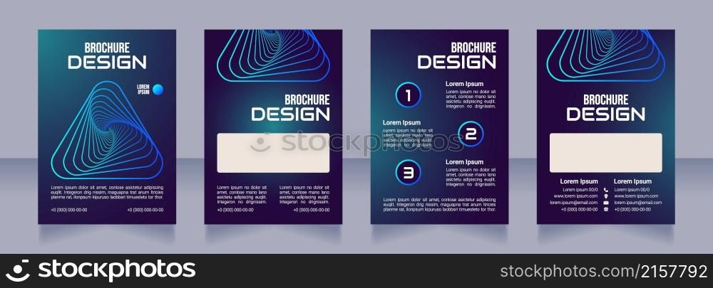 Business process optimization blank brochure design. Template set with copy space for text. Premade corporate reports collection. Editable 4 paper pages. Bebas Neue, Audiowide, Roboto Light fonts used. Business process optimization blank brochure design