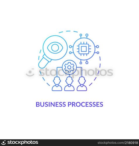 Business processes blue gradient concept icon. Performance optimization. Online technology. Web 3 0 abstract idea thin line illustration. Isolated outline drawing. Myriad Pro-Bold fonts used. Business processes blue gradient concept icon