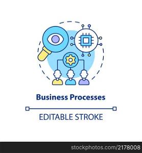 Business processes concept icon. Performance optimization. Web 3 0 abstract idea thin line illustration. Isolated outline drawing. Editable stroke. Arial, Myriad Pro-Bold fonts used. Business processes concept icon
