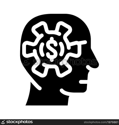 business processes in head glyph icon vector. business processes in head sign. isolated contour symbol black illustration. business processes in head glyph icon vector illustration