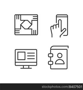 Business processes pixel perfect linear icons set. Digital technology. Cooperation and organization. Customizable thin line symbols. Isolated vector outline illustrations. Editable stroke. Business processes pixel perfect linear icons set
