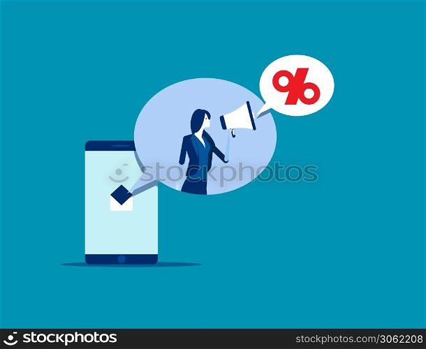 Business product and discounts. Concept business vector illustration, Percentage, Good News, Online
