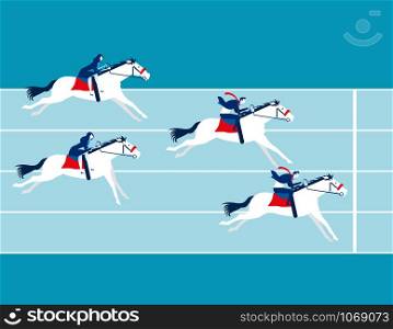 Business race. Business people ride a horse. Concept business vector illustration.