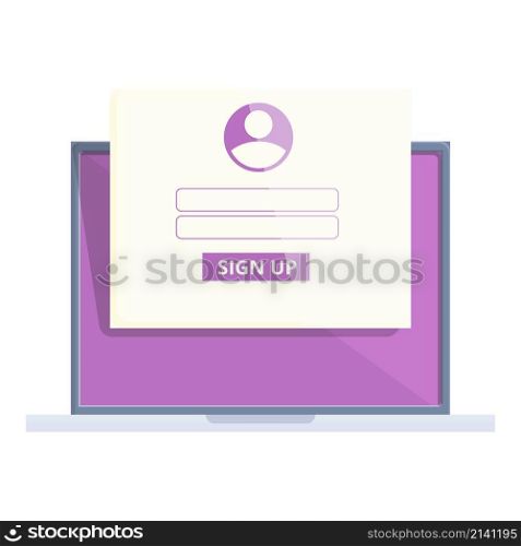 Business register icon cartoon vector. Online login. User form. Business register icon cartoon vector. Online login