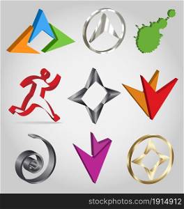 Business-related collection of colorful 3D logos easily to be customized. Vector 3D logo collection