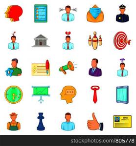 Business relationship icons set. Cartoon set of 25 business relationship vector icons for web isolated on white background. Business relationship icons set, cartoon style