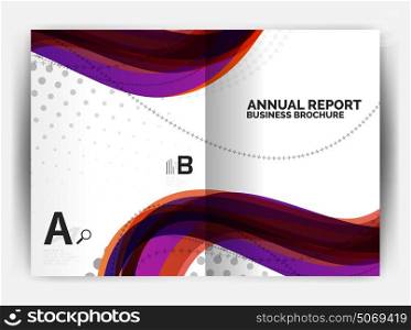 Business report cover template wave. Business report cover template wave, curvy line abstract background with copyspace