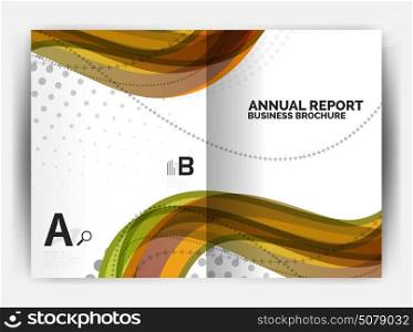 Business report cover template wave. Business report cover template wave, curvy line abstract background with copyspace