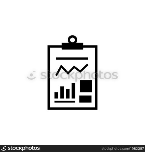 Business Report Financial Document. Flat Vector Icon. Simple black symbol on white background. Business Report Financial Document Flat Vector Icon