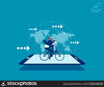Business ride bicycle . Concept business vector illustration, Direction, Speed, Technology