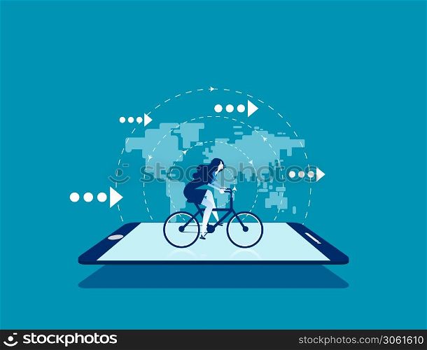 Business ride bicycle . Concept business vector illustration, Direction, Speed, Technology