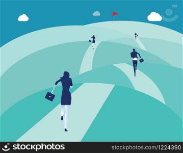 Business running in the mountain to success. Concept business vector illustration.