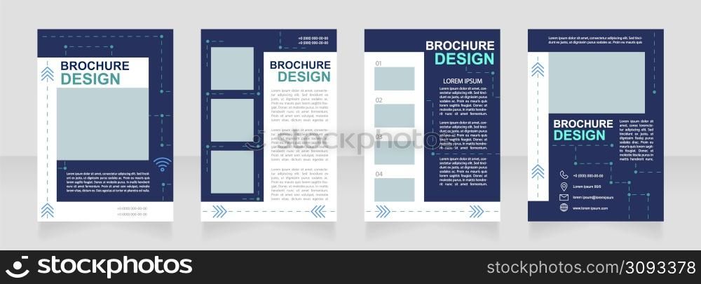 Business school course for students blank brochure design. Template set with copy space for text. Premade corporate reports collection. Editable 4 paper pages. Arial, Myriad Pro fonts used. Business school course for students blank brochure design