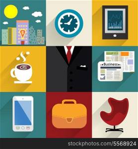 Business set of generic icons with shadows vector illustration