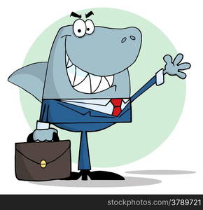 Business Shark Waving A Greeting