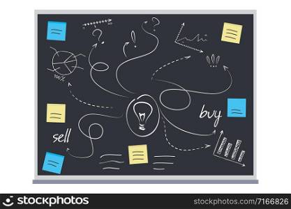 Business signs and color stickers on blackboard,Business idea concept,vector illustration. Business signs and color stickers on blackboard,Business idea c