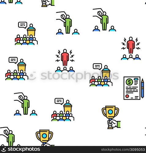 Business Situations Vector Seamless Pattern Thin Line Illustration. Business Situations Vector Seamless Pattern
