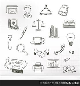 Business sketches of icons, vector set