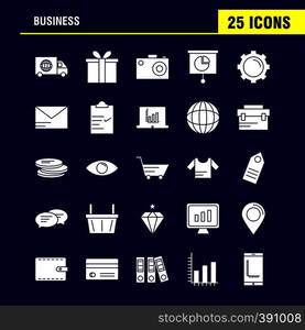 Business Solid Glyph Icon for Web, Print and Mobile UX/UI Kit. Such as: World, Gift, Delivery, Transport, Gift, Box, Deliver, Camera, Pictogram Pack. - Vector