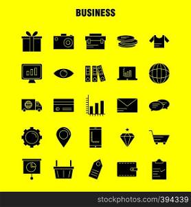 Business Solid Glyph Icon for Web, Print and Mobile UX/UI Kit. Such as: World, Gift, Delivery, Transport, Gift, Box, Deliver, Camera, Pictogram Pack. - Vector