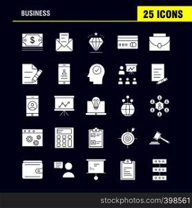 Business Solid Glyph Icon for Web, Print and Mobile UX/UI Kit. Such as: Business, Dollar, Money, Buy, Business, Chat, Sand, Message, Pictogram Pack. - Vector