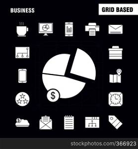 Business  Solid Glyph Icons Set For Infographics, Mobile UX/UI Kit And Print Design. Include  Network, Internet, Sharing, Networking, Monitor, Share, Search, Computer, Collection Modern Infographic Logo and Pictogram. - Vector