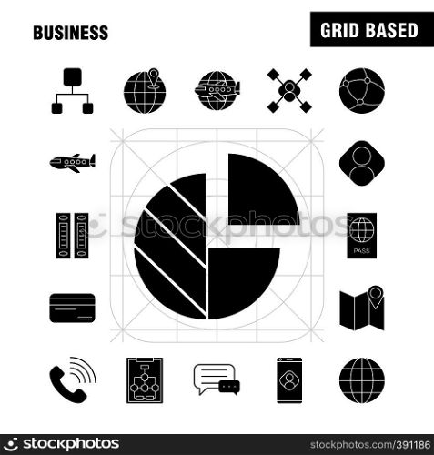 Business Solid Glyph Icons Set For Infographics, Mobile UX/UI Kit And Print Design. Include: Laptop Graph, Graph, Laptop, Computer, Dart Game, Focus, Eps 10 - Vector