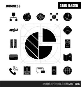 Business Solid Glyph Icons Set For Infographics, Mobile UX/UI Kit And Print Design. Include: Laptop Graph, Graph, Laptop, Computer, Dart Game, Focus, Eps 10 - Vector