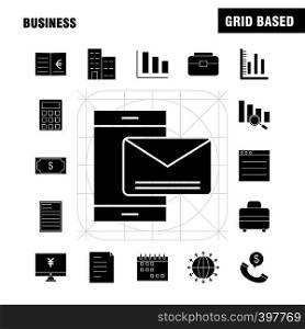 Business Solid Glyph Icons Set For Infographics, Mobile UX/UI Kit And Print Design. Include: Cloud, Money, Dollar, Coin, Gear, Money, Idea, Bulb, Collection Modern Infographic Logo and Pictogram. - Vector