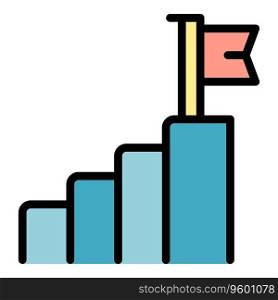 Business stairs icon outline vector. Team advantage. Cost idea color flat. Business stairs icon vector flat