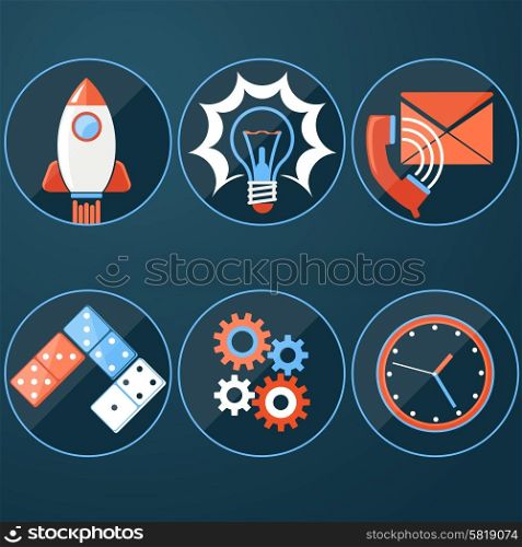 Business start up icon template. Start up rocket idea. New business project start up, launching new product or service in flat design