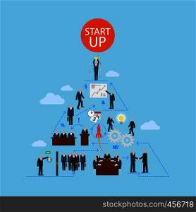 Business start up pyramid infographics template. Vector illustration. Business start up pyramid infographics template