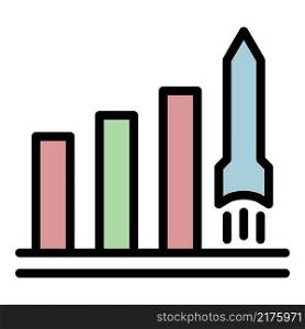 Business start up rocket icon. Outline business start up rocket vector icon color flat isolated. Business start up rocket icon color outline vector