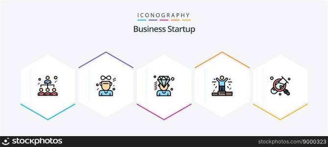 Business Startup 25 FilledLine icon pack including magnifying. business. business. person. business