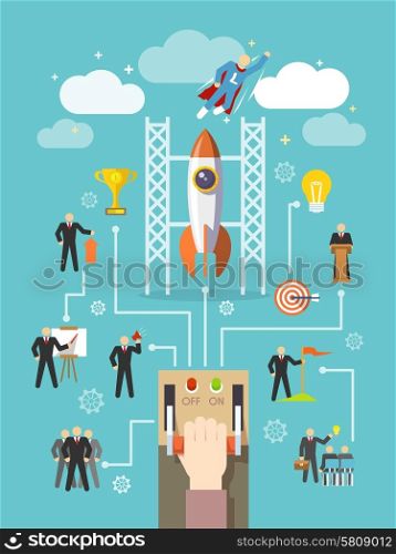 Business startup and successful professional company leadership concept vector illustration. Business Leadership Concept